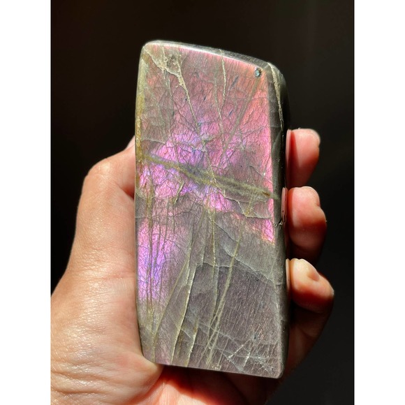 Purple Pink Sunset Labradorite Freeform | Double Sided Flashy Labradorite - Picture 2 of 9